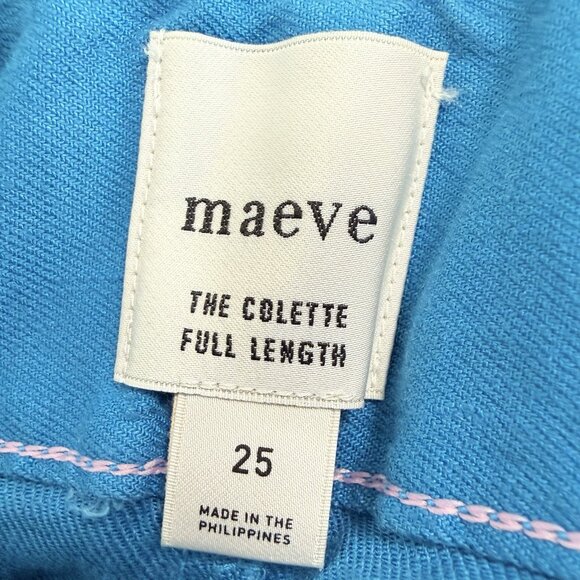 Anthropologie Colette Linen Full Length Wide Leg Pants Maeve Ocean Blue Size 25 - Picture 7 of 11